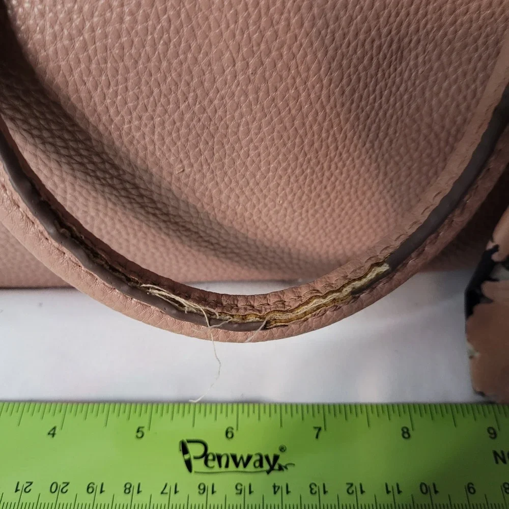 Anne Klein Rose Pink Pebbled‎ Satchel Crossbody Bag with Floral Scarf Accent